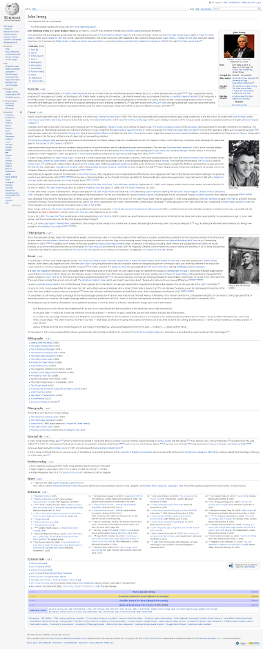Wikipedia Page of John Irving